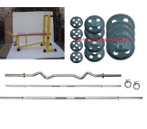 120 Kg Rubber Plates + 3 rods + Multi 6 in 1 Bench Heavy Duty